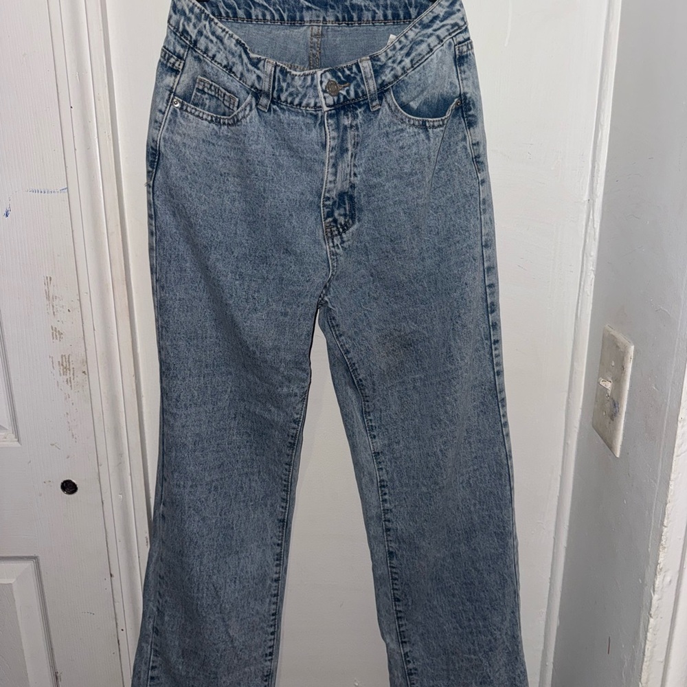SHEIN Blue Straight Leg Jeans Classic Denim